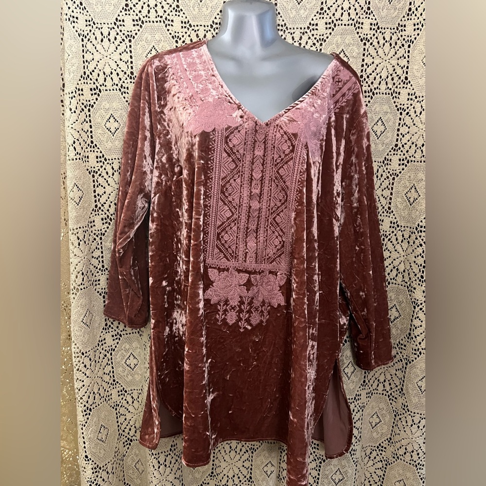 Boho velvet top tunic Andree boho pink stretchy